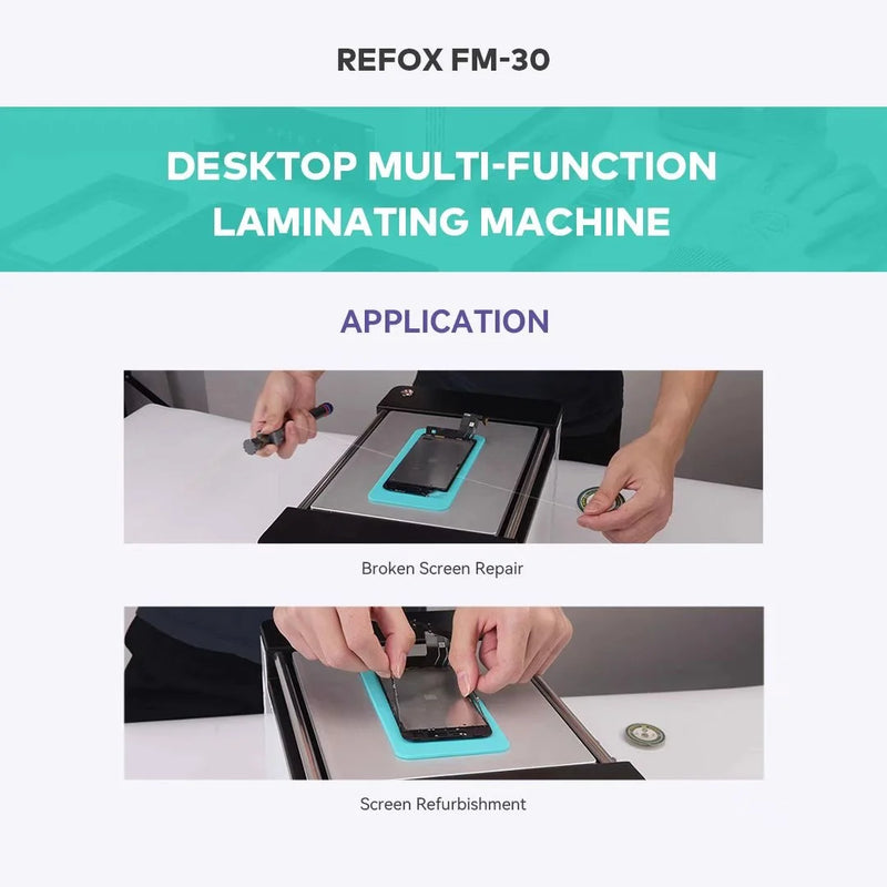 REFOX FM-30 Laminating Machine 3 in 1 Multi-function Separation Defoaming Machine with Built-in Air Compressor and Vacuum Pump