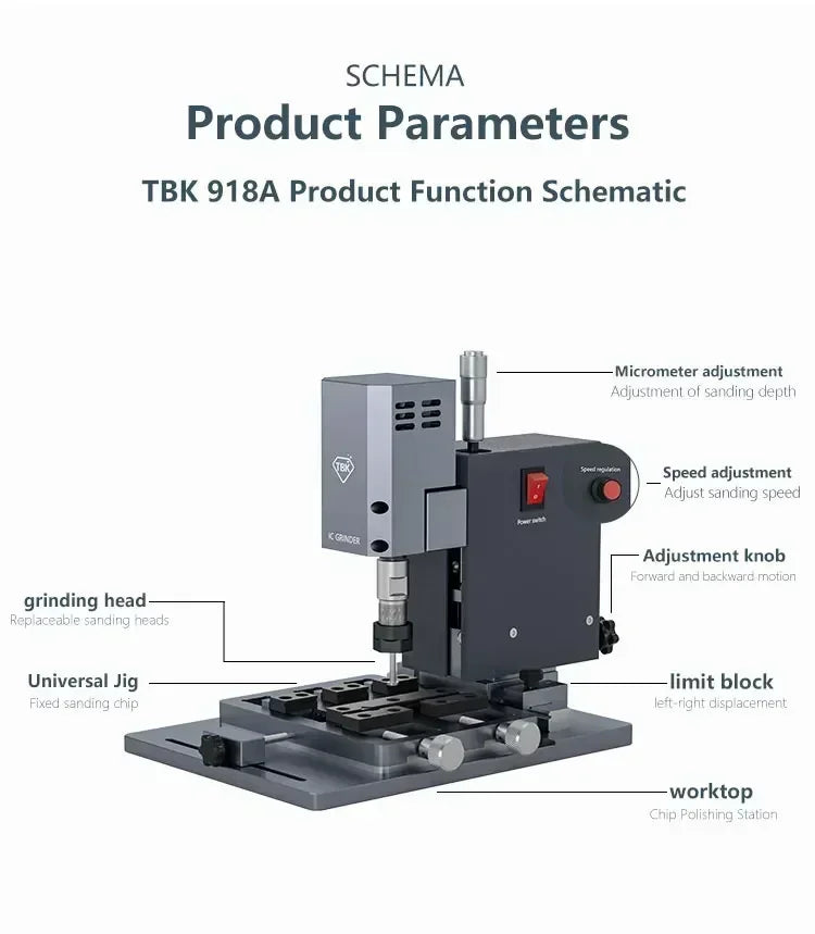 TBK 918A Intelligent IC Chip Grinding Screen Cutting Machine,High Speed CPU RAM Motherboard Polishing Tool with Position Fixture