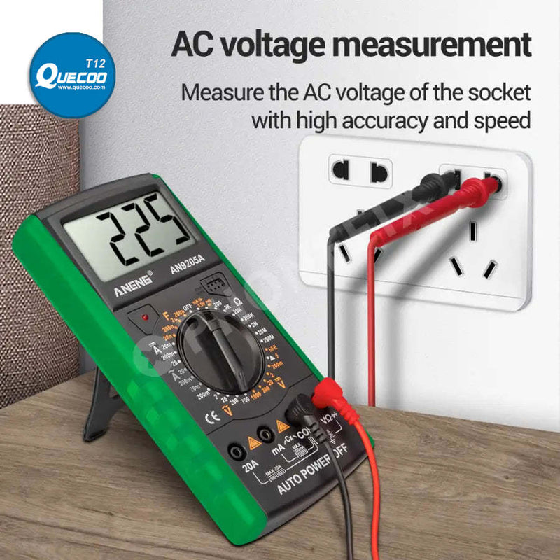 DT9205A+ Digital Multimeter AC/DC Voltage Tester with 9V Battery