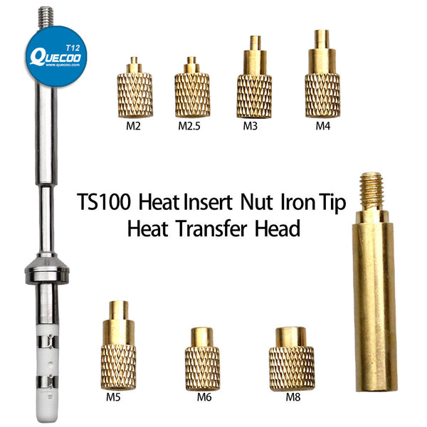 Heat Insert Nut Iron Tip TS100/TS101/T85 Soldering Iron Tip Insert Internal Thread Head M2-M8 Brass Hot Melt Insert Nut Insertion Kit