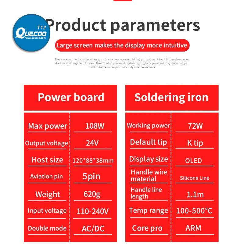 T12-959 V5.1 Soldering Station Electronic Soldering iron OLED bigger Digital display and 5pin M8 handle iron tip