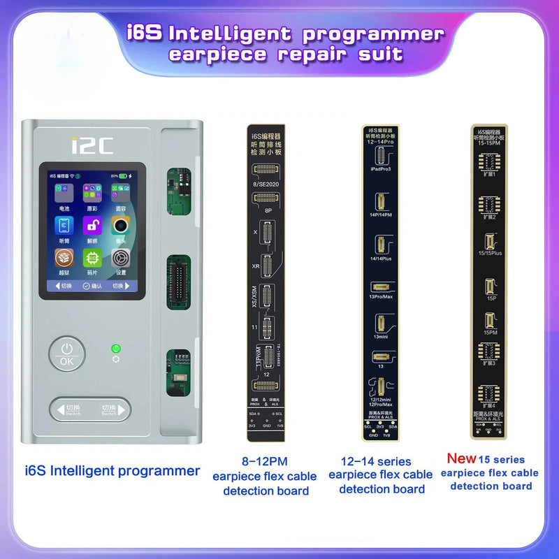 i2C Earpiece Repair Module Flex Cable i6S Smart Programmer for iPhone 8-15 Pro max Earpiece No Camera No Receiver Testing Repair