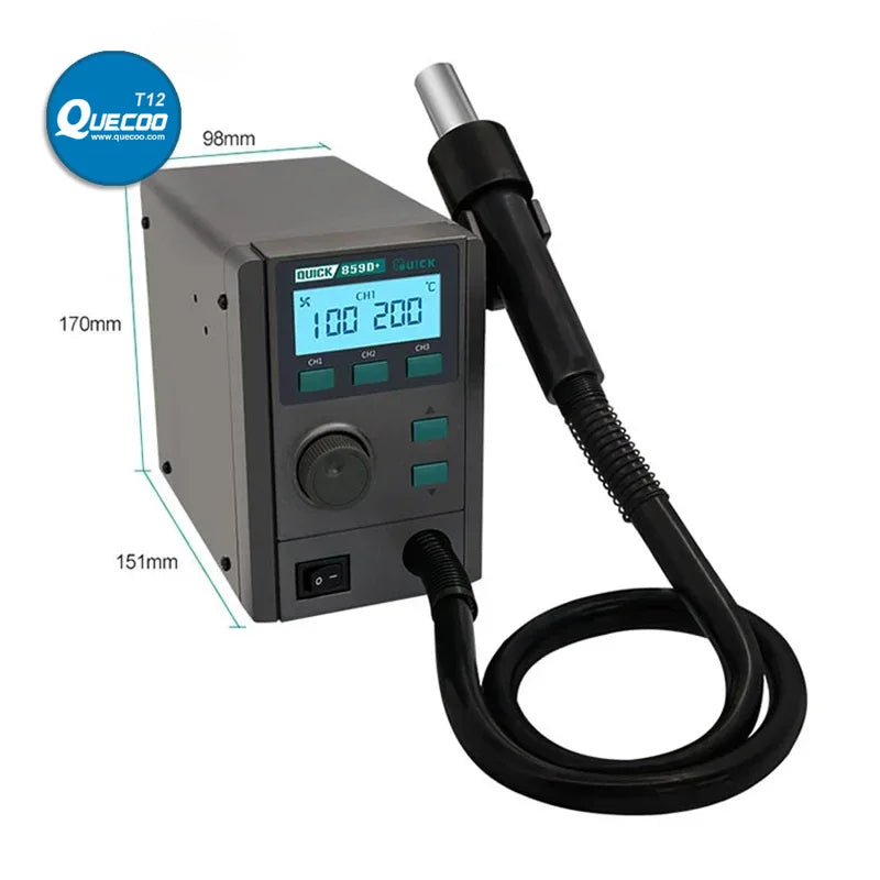 Original Quick 859D+ Intelligent Hot Air Gun Station 3 Channel Precise Temperature Control 580W Heat Gun Desoldering Station