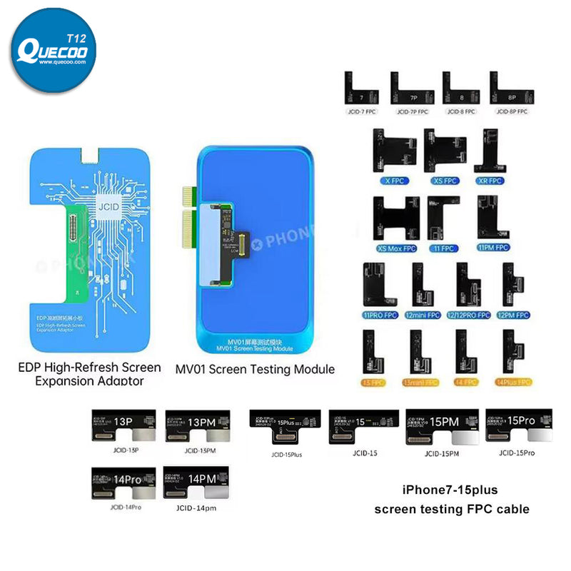 JCID MV01 LCD Screen Testing EDF Adaptor with FPC Flex Cables for X -15Pm Android Phones Display High Refresh Testing Repair