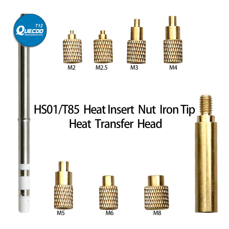 Heat Insert Nut HS01/T85/SH72 Soldering Iron Tip Insert Internal Thread Head M2M8 Brass Hot Nut Insertion Kit 3D print accessory