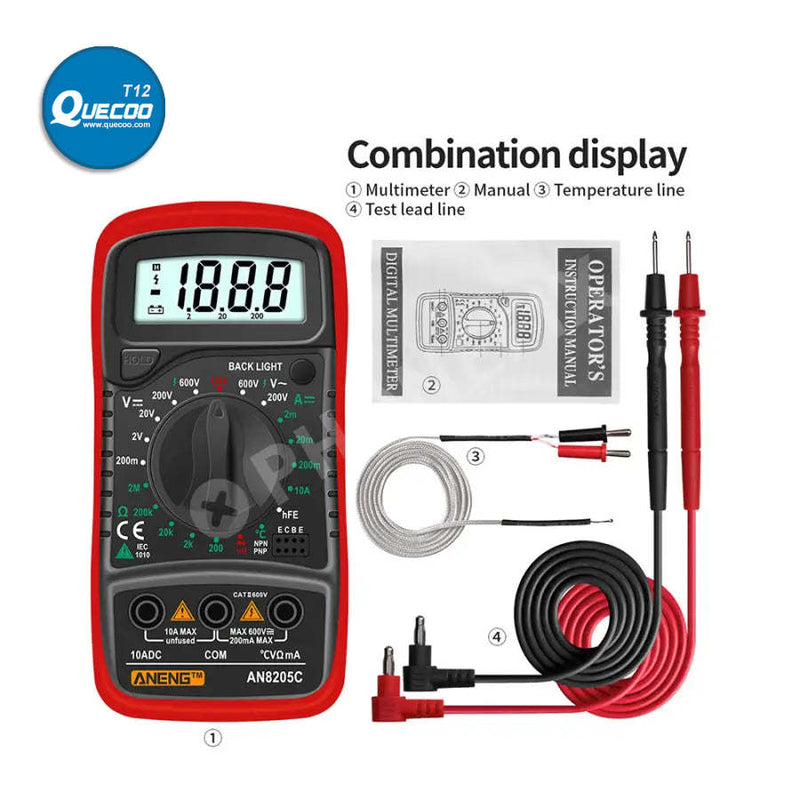 AN8205C Digital Multimeter AC/DC Volt Meter DC Ammeter Tester