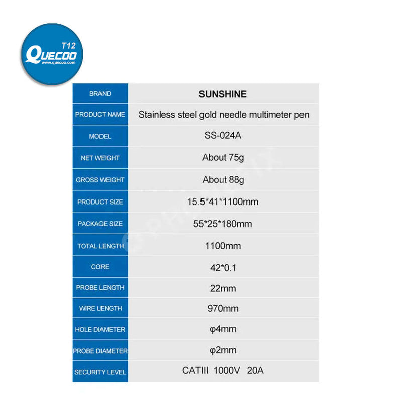 SUNSHINE SS-024A Multimeter Pen Universal Cable Measuring Probes Pen