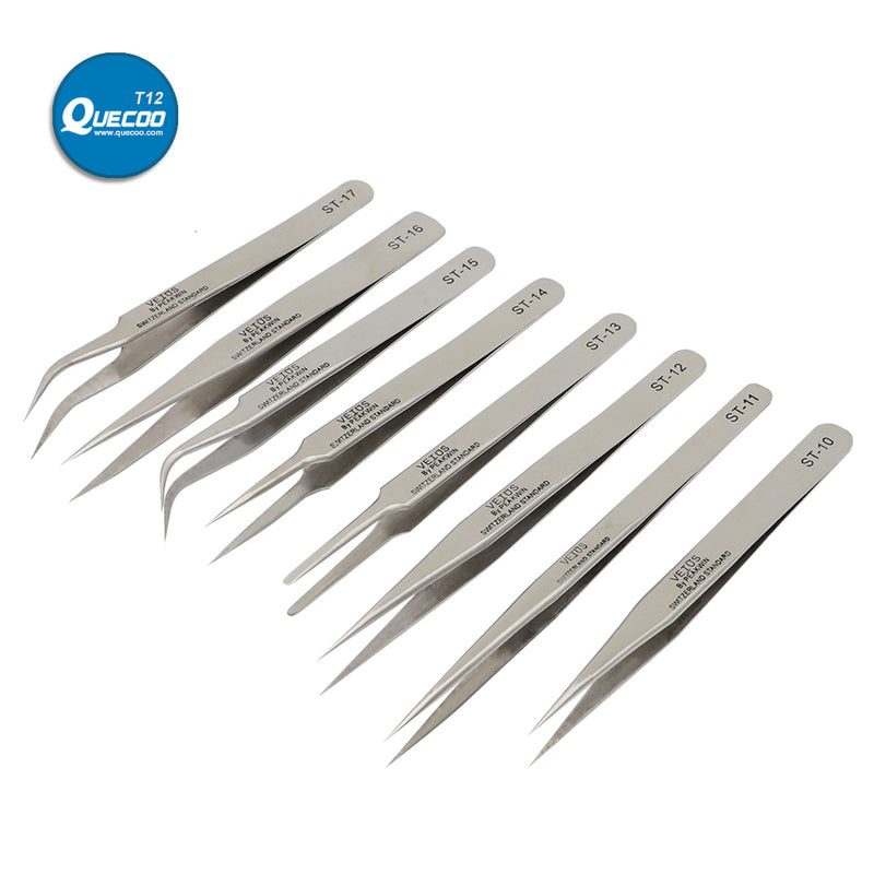 Industrial Tweezers Anti-static Stainless Steel Curved Straight Forceps Phone Logic Board Repair Electronic Tools Kit