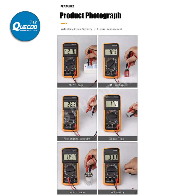 DT9205A Multimeter Voltage Current Resistance Capacitance Tester