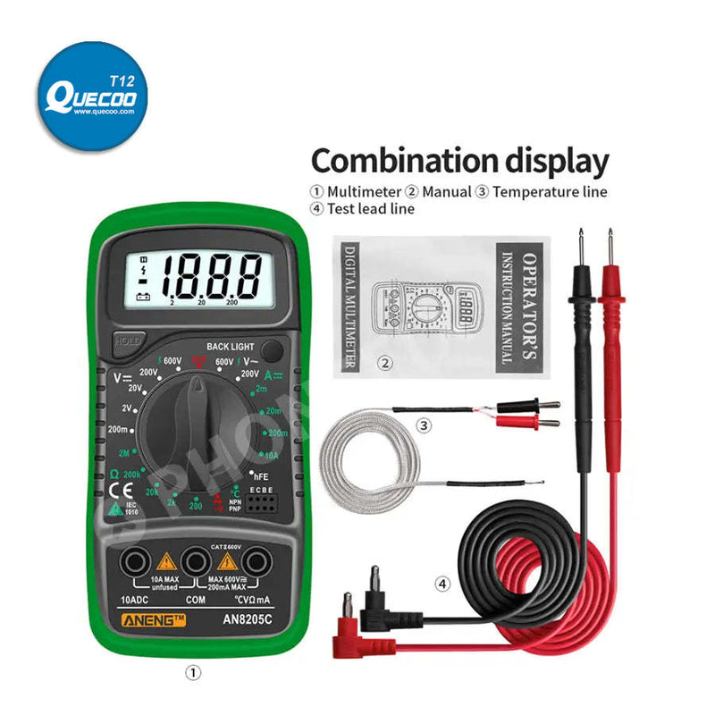 AN8205C Digital Multimeter AC/DC Volt Meter DC Ammeter Tester