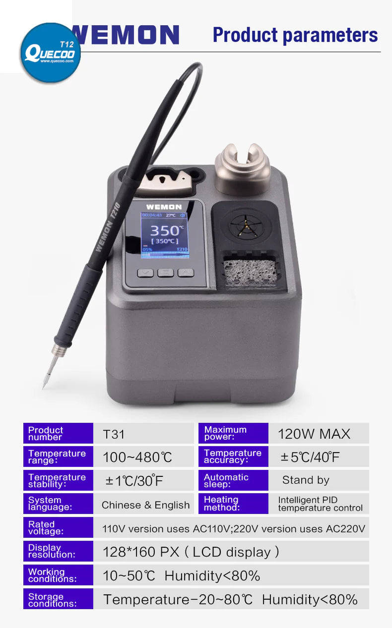 WEMON T31 Intelligent T210 T245 T115 Soldering Station for BGA SMD Mobile Phone PCB Welding Work With JBC C115 C245 C210 Tips