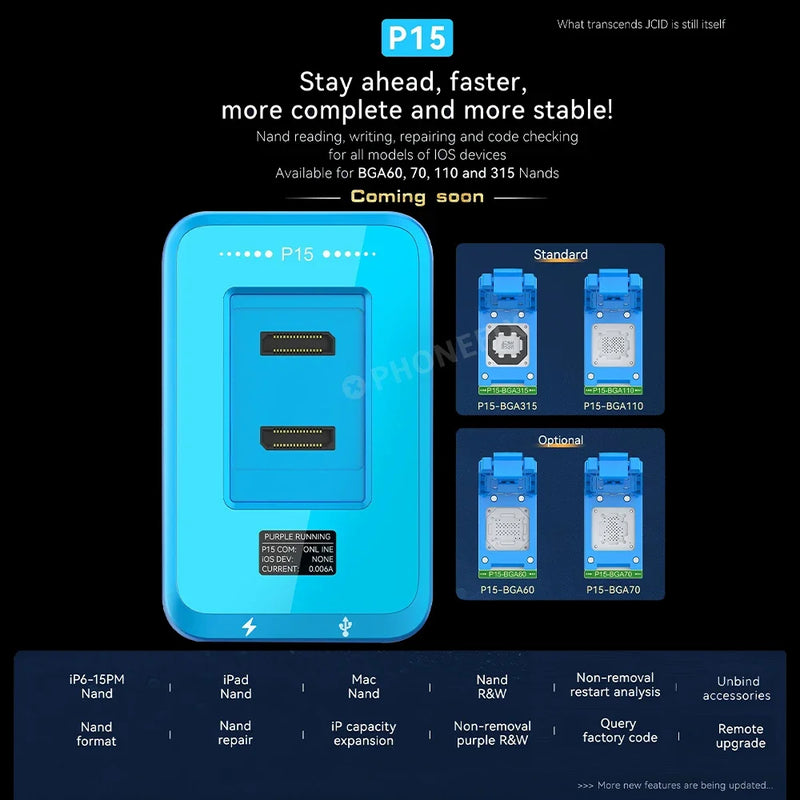 JC P15 Logic Baseband EEPROM IC Read Write Module Disassemble NAND Programmer for iPhone 11 12 13 14 15 Pro Max Error Repair