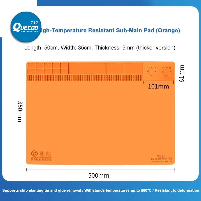 500mm X 350mm Heat Insulation Pad  2 in 1 High-Temperature Detachable Soldering Work Silicon Mat For SMD BGA Welding