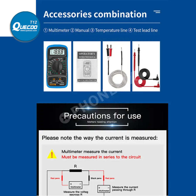 AN8205C Digital Multimeter AC/DC Volt Meter DC Ammeter Tester