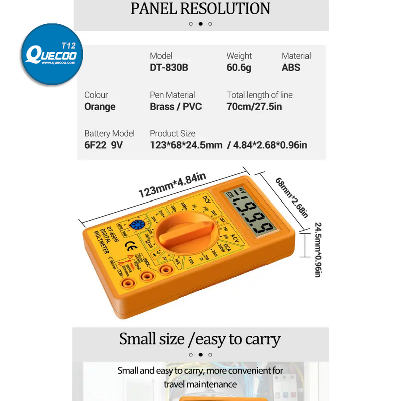 DT830B Digital Multimeter LCD Voltmeter Ammeter Ohm Tester