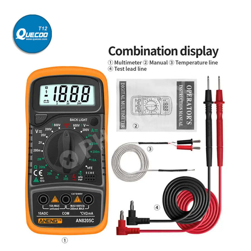 AN8205C Digital Multimeter AC/DC Volt Meter DC Ammeter Tester