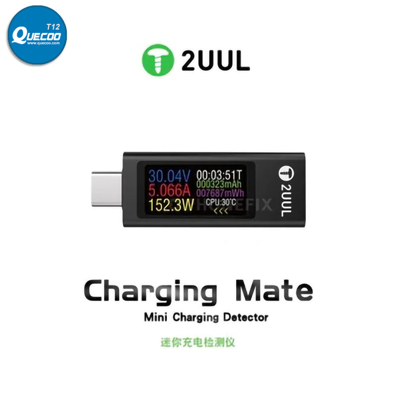 USB Type-C Charging Mate Detector Multifunctional Digital Voltmeter Tester for Mobile Phone Digital Device Charging Data Testing