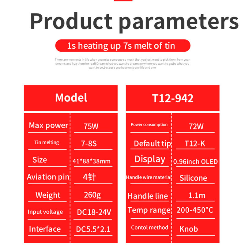 T12-942 OLED MINI soldering station Digital electronic welding iron DC Version Portable without power supply QUICKO