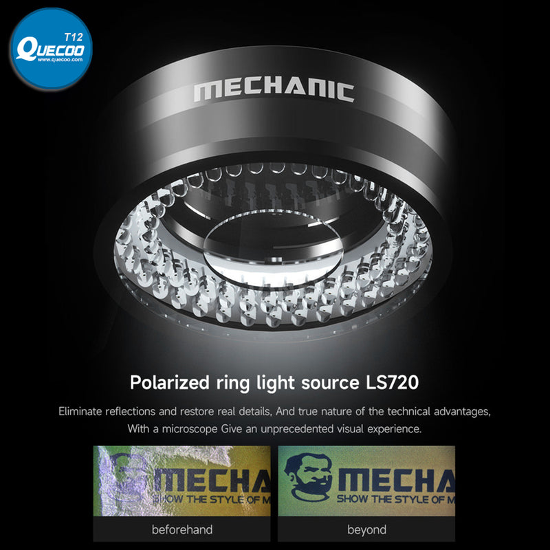 Mechanic LS720 Polarized LED Light Source Adjustable Eliminates Reflection72Pcs LED Ring Lamp for Microscope Camera Observation