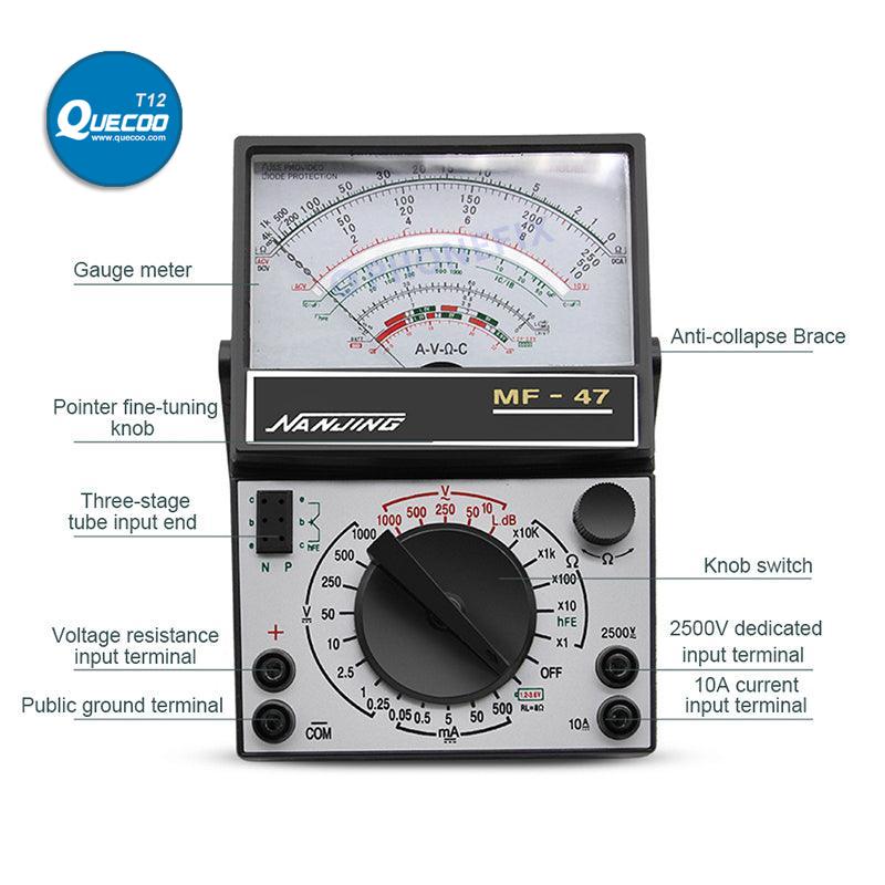 MF47 Pointer Multimeter Capacitance Resistance Tester With Buzzer