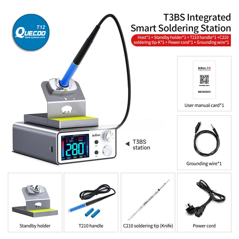 AIXUN T3BS Intelligent Welding Station with T210 Solder Iron Handle for Phone BGA Repair JCID T3B T115/T210 Soldering Station