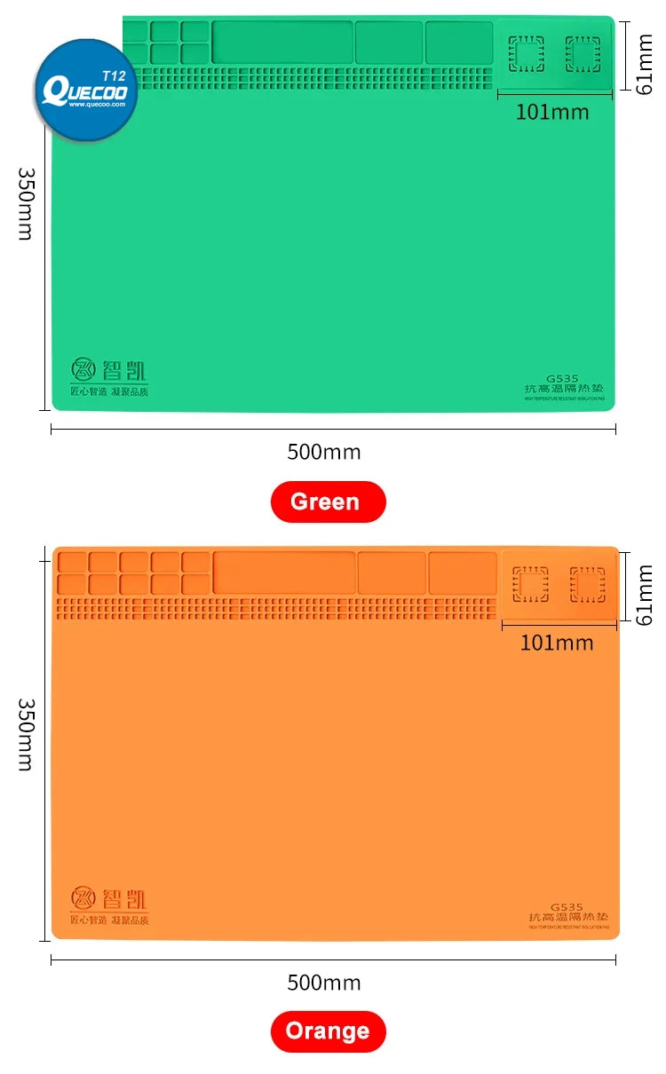 500mm X 350mm Heat Insulation Pad  2 in 1 High-Temperature Detachable Soldering Work Silicon Mat For SMD BGA Welding